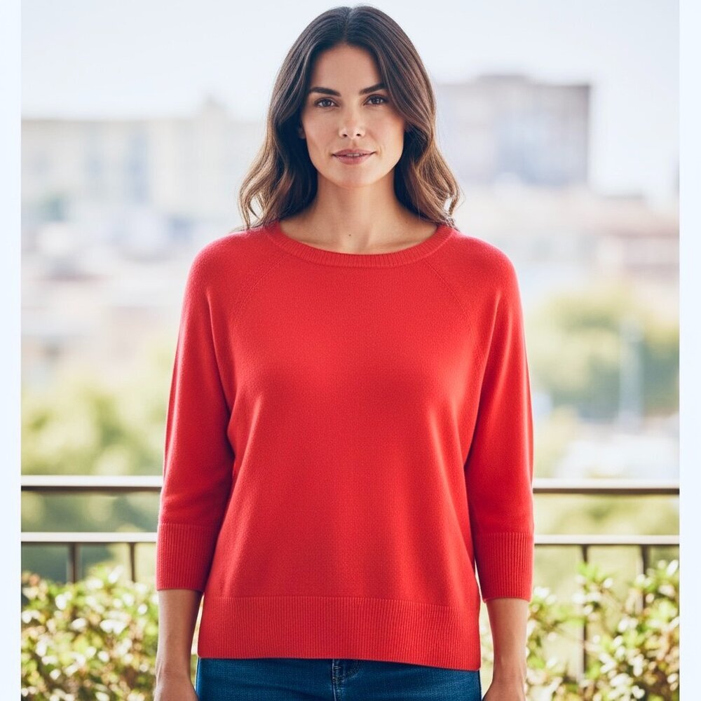 Gap Split Hem Scoop Neck Oversize Sweater Sz S‎ Red #231i